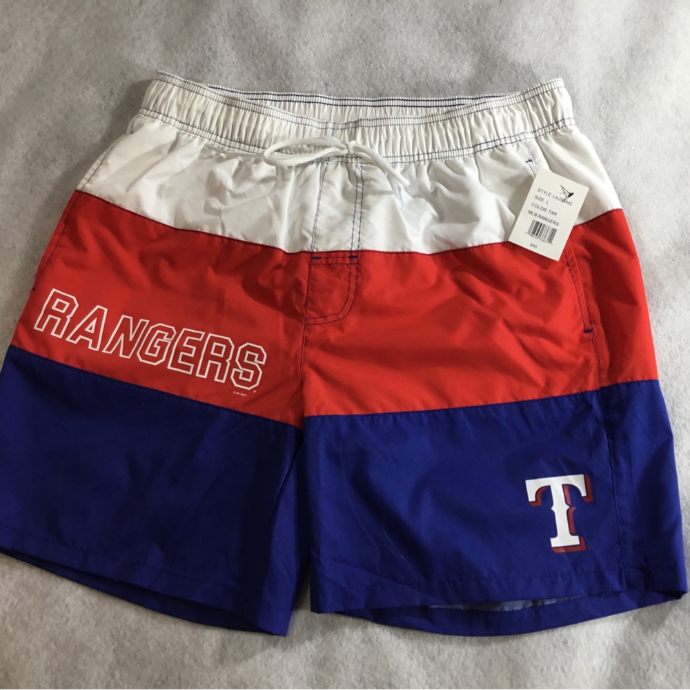 MLB Texas Rangers Red and Blue Swim Board Shorts sz L